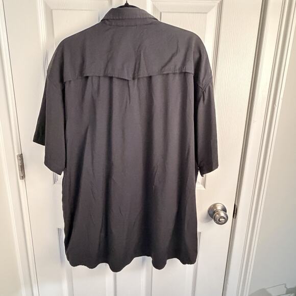 Poncho Shirt Mens 2XL Black Regular Fit Pearl Snap Western Short Sleeve Stretch - Picture 6 of 6